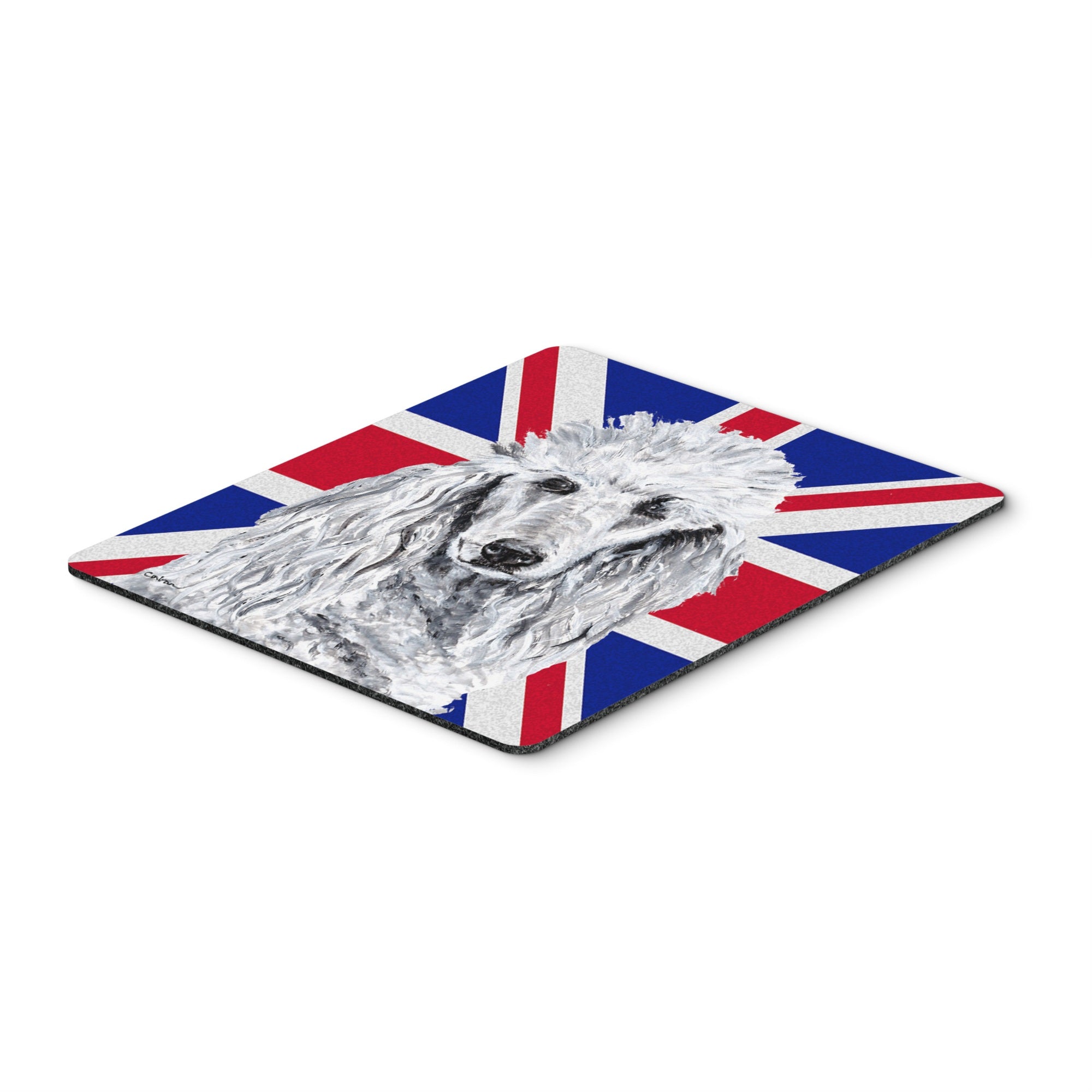 Caroline'S Treasures White Standard Poodle With English Union Jack British Flag Mouse Pad/Trivet (Sc9884Mp)