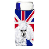 White Toy Poodle With English Union Jack British Flag Ultra Beverage Insulators For Slim Cans Sc9886Muk