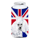 White Toy Poodle With English Union Jack British Flag Tall Boy Beverage Insulator Hugger Sc9886Tbc