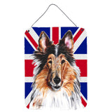 Caroline'S Treasures Collie With English Union Jack British Flag Wall Or Door Hanging Prints, 16 X 12