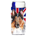 Collie With English Union Jack British Flag Ultra Beverage Insulators For Slim Cans Sc9893Muk
