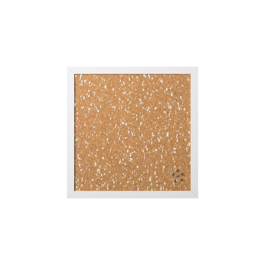 White Speckled Cork Bulletin Board, White Mdf Frame, 18 X 18