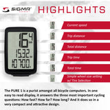 SIGMA Bicycle Computer - PURE 1 ATS, Analogue Wireless
