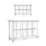 Acadian Solid Wood 57 Inch Wide Transitional 8 Cube Storage Sofa Table In Light Golden Brown