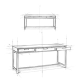 Banting Solid Hardwood Industrial 72 Inch Wide Wide Desk In Distressed Grey