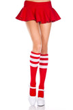 Music Legs 5726REDWHITE Acrylic Knee High with Striped Top Socks Red & White