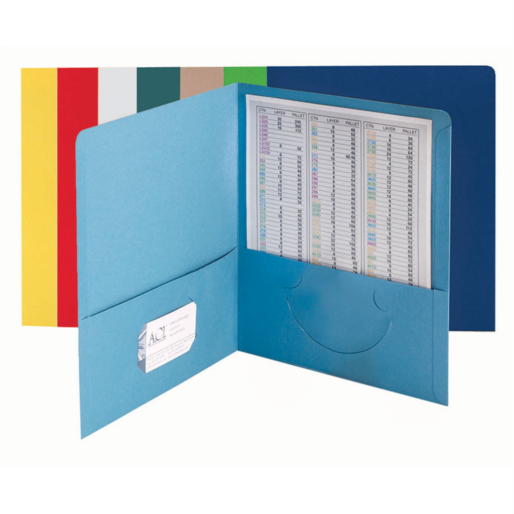 Two-Pocket Heavyweight Folder, Up to 100 Sheets, Letter Size, Assorted ...