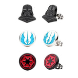 Star Wars 3 Pack Earring Set, Lola - Droid, Inquisitor Logo And Obi Wan Com Device