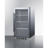 19 Wide Shallow Depth Indoor/Outdoor Beverage Center With Glass Door And Black Interior