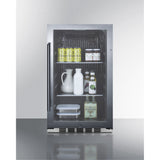 19 Wide Shallow Depth Indoor/Outdoor Beverage Center With Glass Door And Black Interior