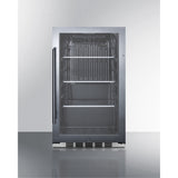 19 Wide Shallow Depth Indoor/Outdoor Beverage Center With Glass Door And Black Interior