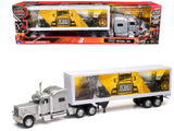 Peterbilt 389 Truck Silver Metallic with Dry Van Trailer Trucker Keep The World Running Long Haul Truckers Series 1/32 Dieca