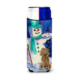 Artist Snowman With Boykin Spaniel Ultra Beverage Insulators For Slim Cans Ss1001Muk
