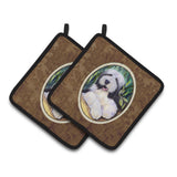 Caroline'S Treasures Bearded Collie Pair Of Pot Holders Ss1038Pthd, 7.5Hx7.5W, Multicolor