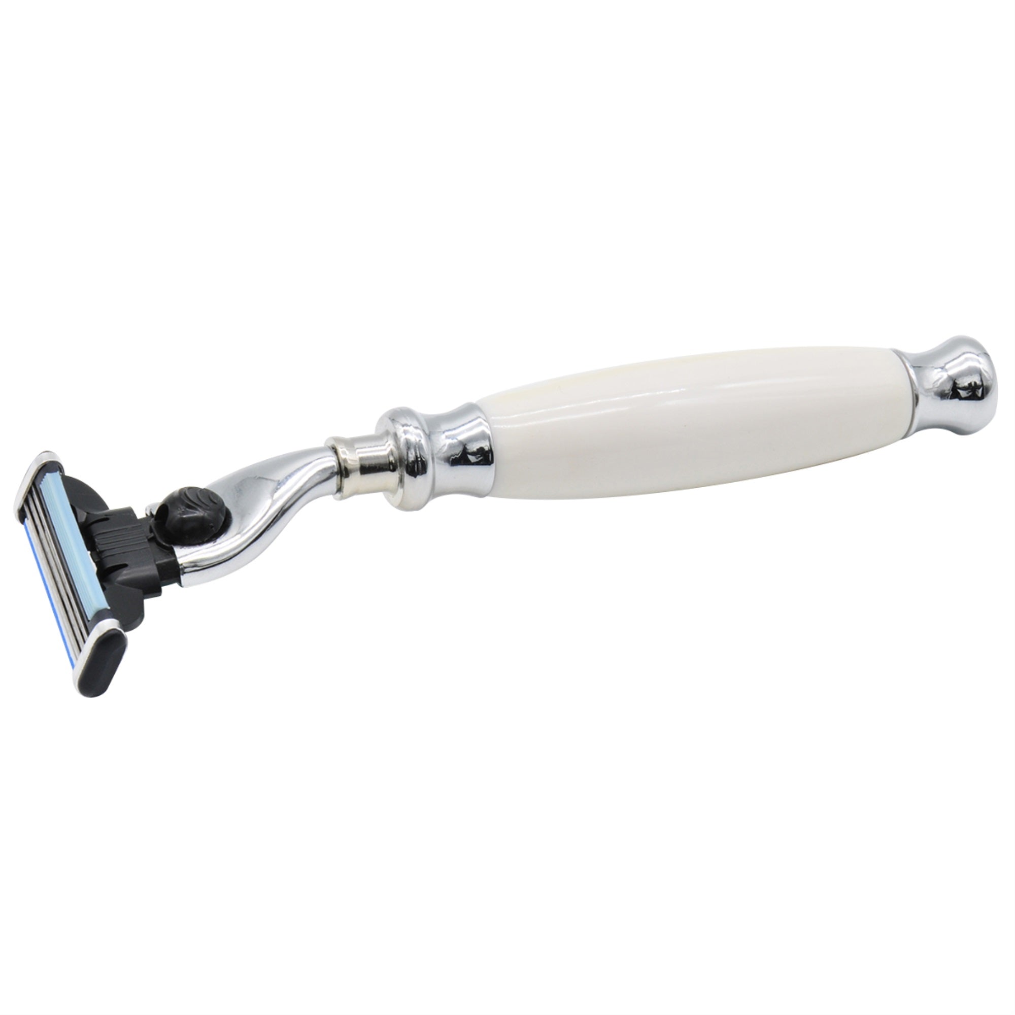 Union Razors Ss2Rz Razor With White Resin Handle And Lubricating Strip - Reusable Mens Shaving Razor