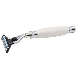 Union Razors Ss2Rz Razor With White Resin Handle And Lubricating Strip - Reusable Mens Shaving Razor