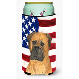 Usa American Flag With Bullmastiff Tall Boy Beverage Insulator Beverage Insulator Hugger