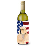 Usa American Flag With Cocker Spaniel Wine Bottle Beverage Insulator Beverage Insulator Hugger