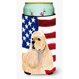 Usa American Flag With Cocker Spaniel Tall Boy Beverage Insulator Beverage Insulator Hugger