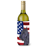 Usa American Flag With Schnauzer Wine Bottle Beverage Insulator Beverage Insulator Hugger Ss4007Literk