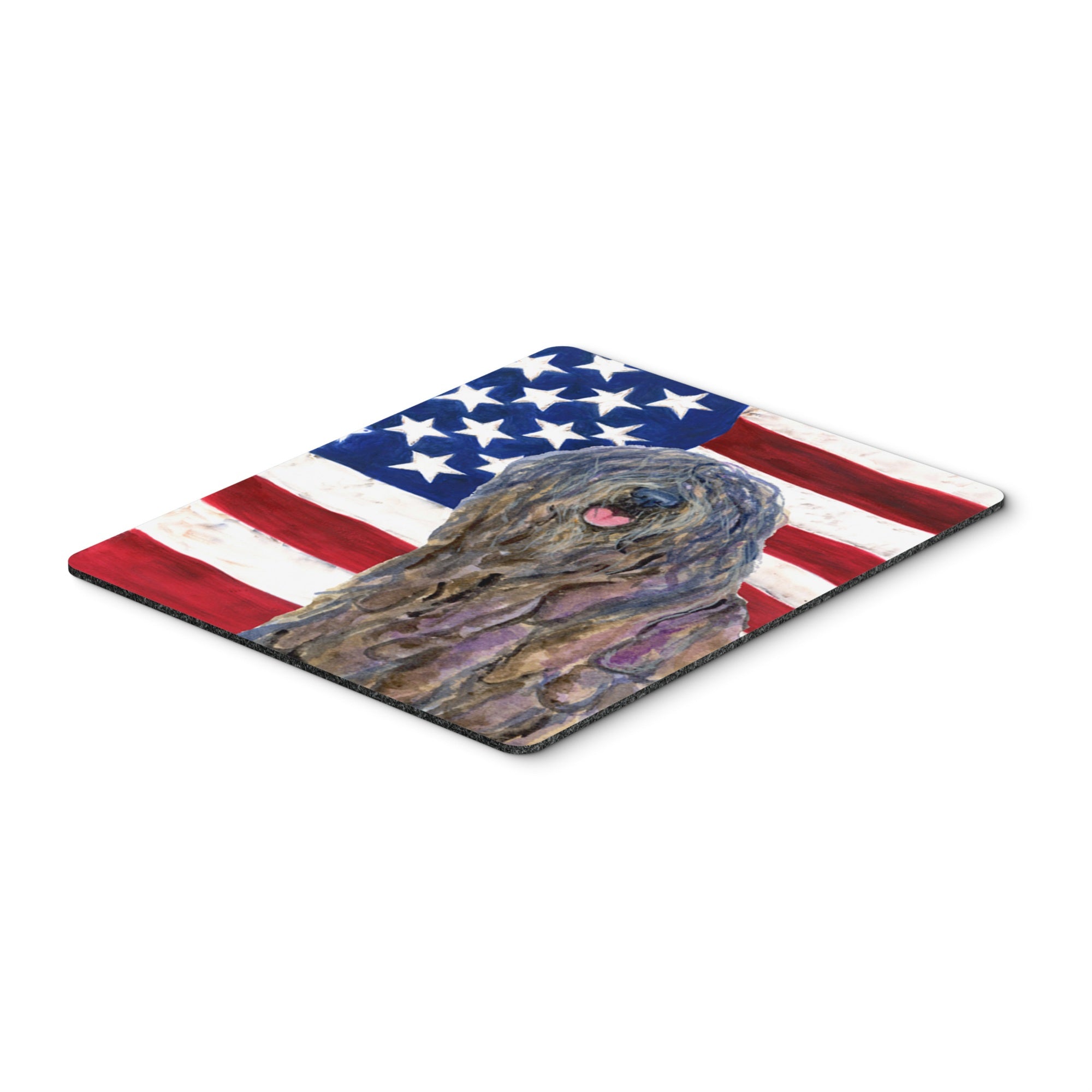 Caroline'S Treasures Mouse/Hot Pad/Trivet, Usa American Flag With Bergamasco Sheepdog (Ss4008Mp)