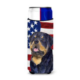 Usa American Flag With Rottweiler Ultra Beverage Insulators For Slim Cans Ss4009Muk