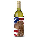 Usa American Flag With Field Spaniel Wine Bottle Beverage Insulator Beverage Insulator Hugger