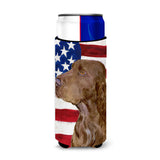 Usa American Flag With Field Spaniel Ultra Beverage Insulators For Slim Cans Ss4010Muk