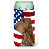 Usa American Flag With Field Spaniel Tall Boy Beverage Insulator Beverage Insulator Hugger