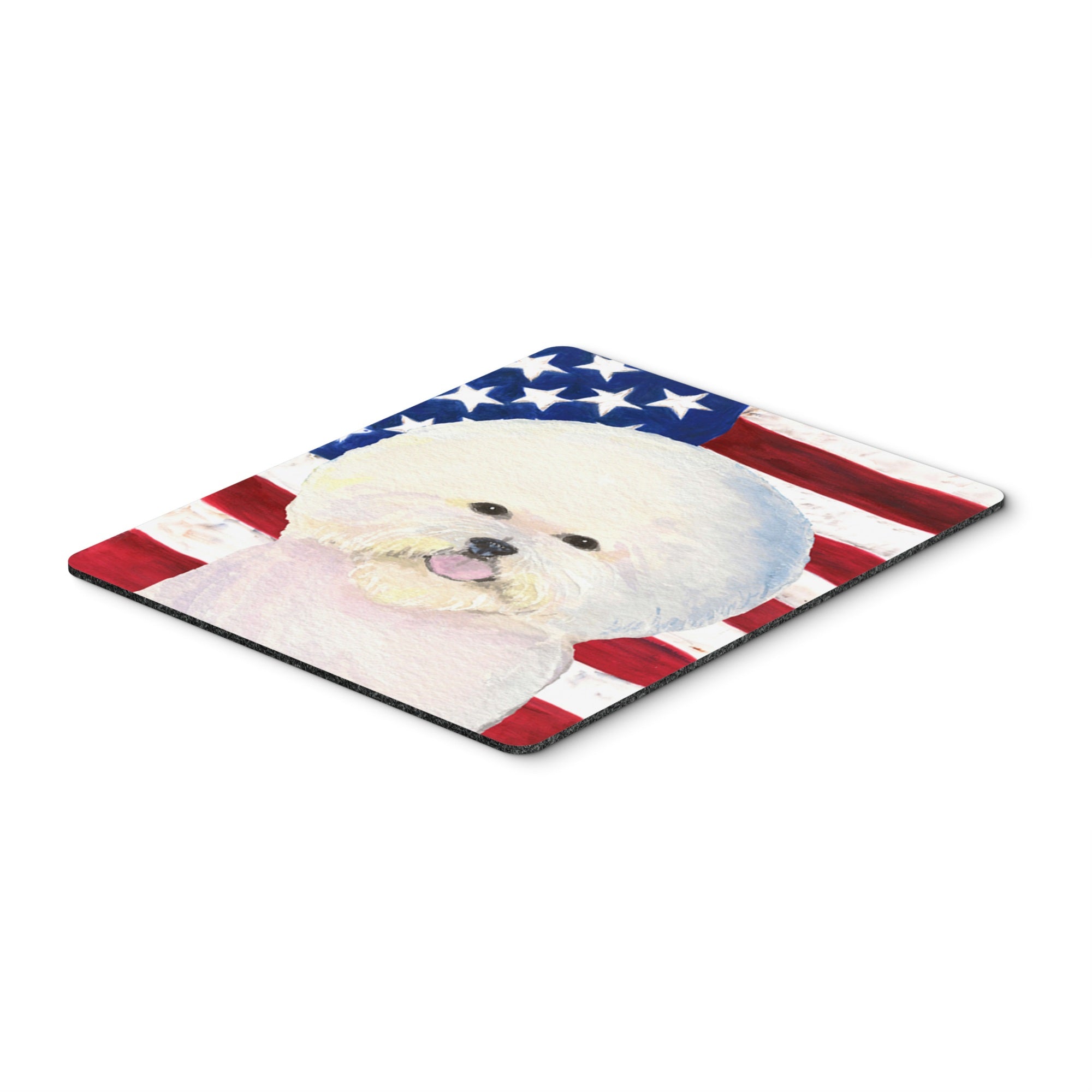 Caroline'S Treasures Mouse/Hot Pad/Trivet, Usa American Flag With Bichon Frise (Ss4011Mp)