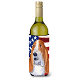 Usa American Flag With Basset Hound Wine Bottle Beverage Insulator Beverage Insulator Hugger Ss4013Literk