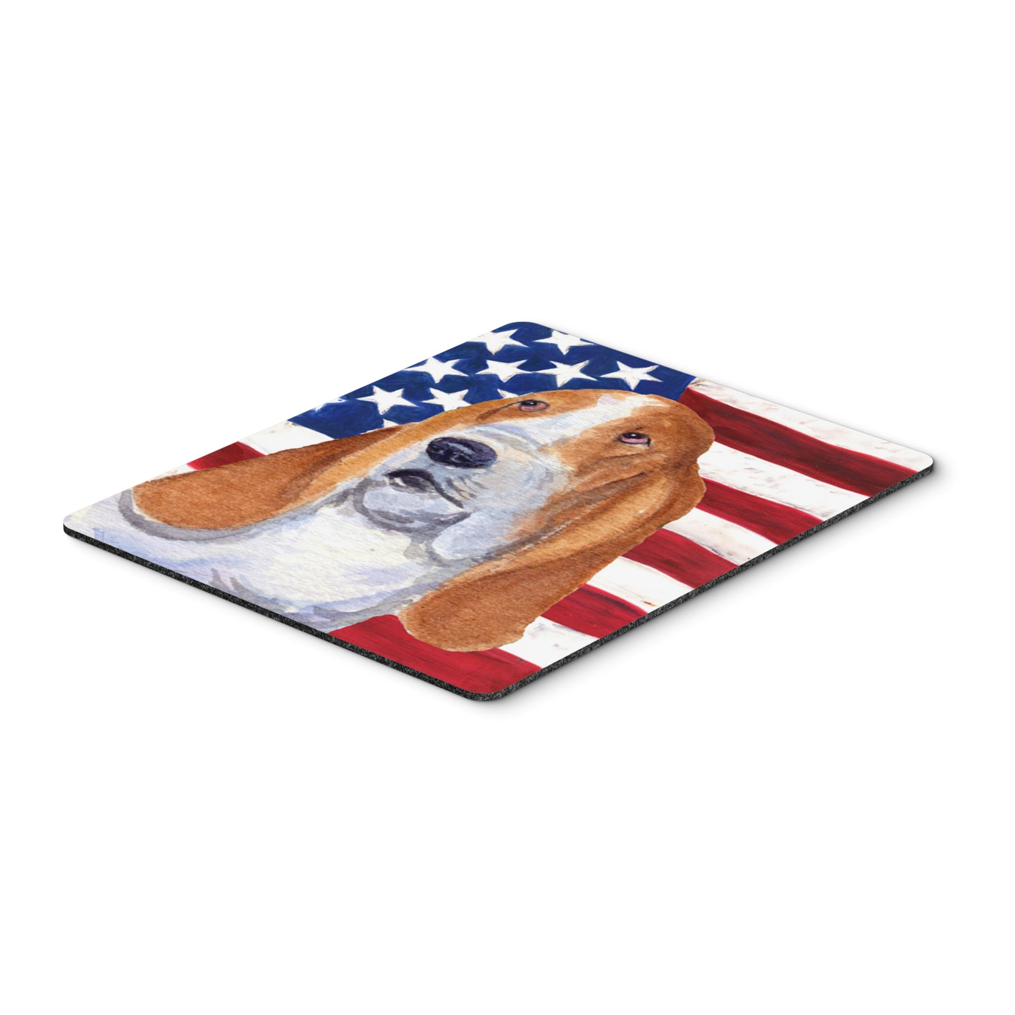 Caroline'S Treasures Mouse/Hot Pad/Trivet, Usa American Flag With Basset Hound (Ss4013Mp)