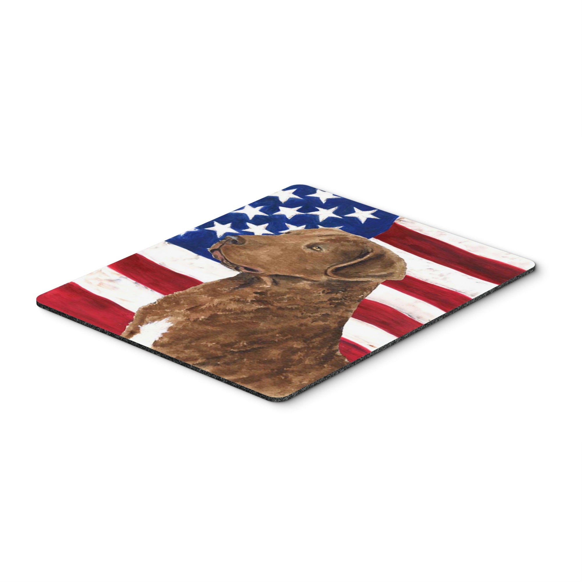 Caroline'S Treasures Mouse/Hot Pad/Trivet, Usa American Flag With Curly Coated Retriever (Ss4016Mp)