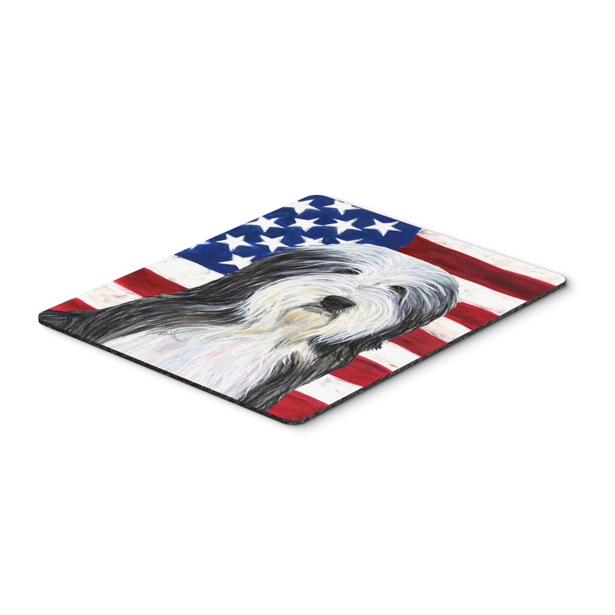 Caroline'S Treasures Mouse/Hot Pad/Trivet, Usa American Flag With Bearded Collie (Ss4024Mp)