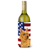 Usa American Flag With Norwich Terrier Wine Bottle Beverage Insulator Beverage Insulator Hugger