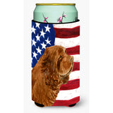 Usa American Flag With Sussex Spaniel Tall Boy Beverage Insulator Beverage Insulator Hugger