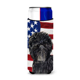 Usa American Flag With Affenpinscher Ultra Beverage Insulators For Slim Cans Ss4038Muk