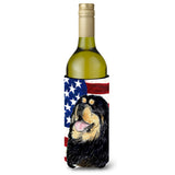 Usa American Flag With Tibetan Mastiff Wine Bottle Beverage Insulator Beverage Insulator Hugger