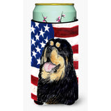 Usa American Flag With Tibetan Mastiff Tall Boy Beverage Insulator Beverage Insulator Hugger