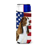 Usa American Flag With Springer Spaniel Ultra Beverage Insulators For Slim Cans Ss4040Muk