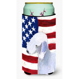 Usa American Flag With Bedlington Terrier Tall Boy Beverage Insulator Beverage Insulator Hugger