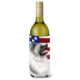 Usa American Flag With Keeshond Wine Bottle Beverage Insulator Beverage Insulator Hugger