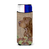 Field Spaniel On Faux Burlap With Pine Cones Ultra Beverage Insulators For Slim Cans Ss4066Muk