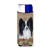 Papillon On Faux Burlap With Pine Cones Ultra Beverage Insulators For Slim Cans Ss4094Muk