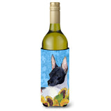 Rat Terrier In Summer Flowers Wine Bottle Beverage Insulator Beverage Insulator Hugger