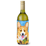 Corgi In Summer Flowers Wine Bottle Beverage Insulator Beverage Insulator Hugger