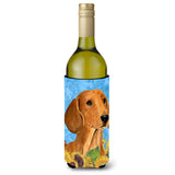 Dachshund In Summer Flowers Wine Bottle Beverage Insulator Beverage Insulator Hugger