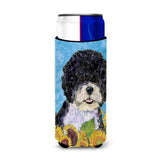 Portuguese Water Dog In Summer Flowers Ultra Beverage Insulators For Slim Cans Ss4124Muk