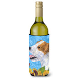 Jack Russell Terrier In Summer Flowers Wine Bottle Beverage Insulator Beverage Insulator Hugger