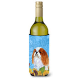 English Toy Spaniel In Summer Flowers Wine Bottle Beverage Insulator Beverage Insulator Hugger